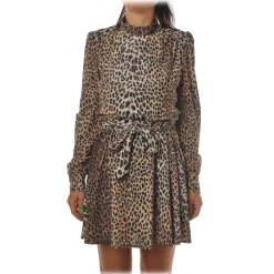 Aniye By Dresses-- Spotted Dress with Flared Skirt - Black/Beige - Dress - Made in Italy - Luxury Exclusive Collection - Avvenice