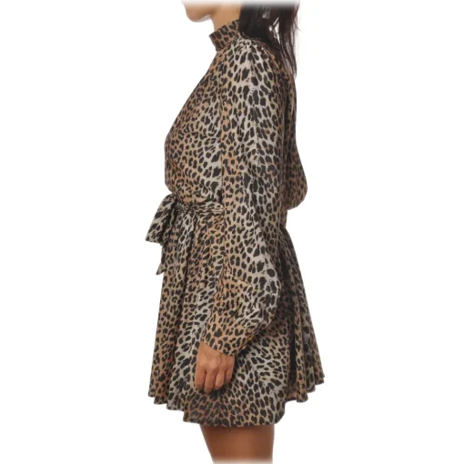 Aniye By Dresses-- Spotted Dress with Flared Skirt - Black/Beige - Dress - Made in Italy - Luxury Exclusive Collection - Avvenice