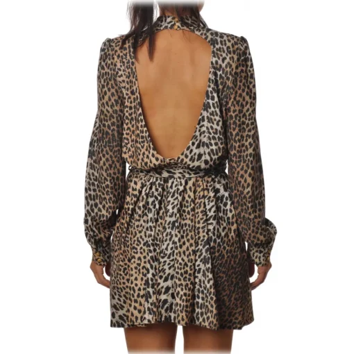 Aniye By Dresses-- Spotted Dress with Flared Skirt - Black/Beige - Dress - Made in Italy - Luxury Exclusive Collection - Avvenice