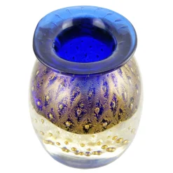 Ars Cenedese Murano Home Accessories-- Bollinato Bown 24k Gold - Blue - Handcrafted Venetian Vase Handmade by Venetian Glassmasters - Luxury - Avvenice