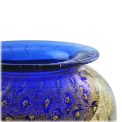 Ars Cenedese Murano Home Accessories-- Bollinato Bown 24k Gold - Blue - Handcrafted Venetian Vase Handmade by Venetian Glassmasters - Luxury - Avvenice