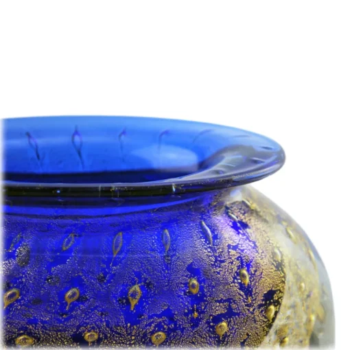 Ars Cenedese Murano Home Accessories-- Bollinato Bown 24k Gold - Blue - Handcrafted Venetian Vase Handmade by Venetian Glassmasters - Luxury - Avvenice