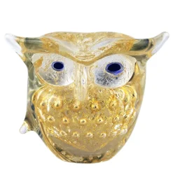 Ars Cenedese Murano Home Accessories-- Bollinato Owl 24k Gold - Crystal - Handcrafted Venetian Vase Handmade by Venetian Glassmasters - Luxury - Avvenice