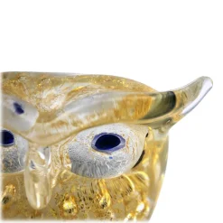 Ars Cenedese Murano Home Accessories-- Bollinato Owl 24k Gold - Crystal - Handcrafted Venetian Vase Handmade by Venetian Glassmasters - Luxury - Avvenice