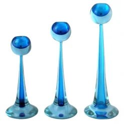 Ars Cenedese Murano Home Accessories-- Set of Sommerso Candlesticks - Bicolor Blue - Candlesticks Handmade by Venetian Glassmasters - Luxury - Avvenice