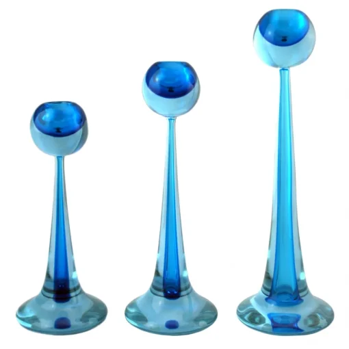 Ars Cenedese Murano Home Accessories-- Set of Sommerso Candlesticks - Bicolor Blue - Candlesticks Handmade by Venetian Glassmasters - Luxury - Avvenice