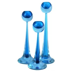 Ars Cenedese Murano Home Accessories-- Set of Sommerso Candlesticks - Bicolor Blue - Candlesticks Handmade by Venetian Glassmasters - Luxury - Avvenice