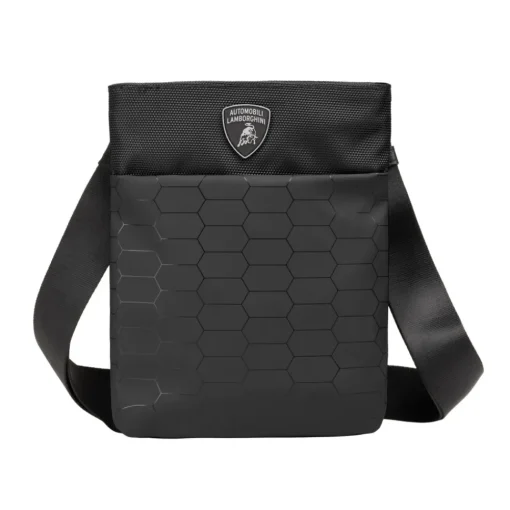 Automobili Lamborghini Bags-- Bodybag - Black- Made in Italy - Luxury Exclusive Collection - Avvenice