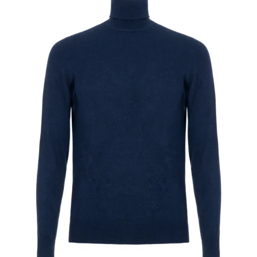 Avvenice Knitwears-- Athus - Man Loro Piana Cashmere Turtleneck Sweater - Blue - Knitwear - Luxury Exclusive Collection -