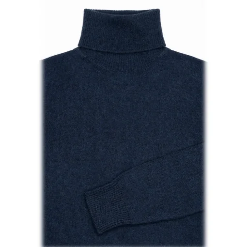Avvenice Knitwears-- Athus - Man Loro Piana Cashmere Turtleneck Sweater - Blue - Knitwear - Luxury Exclusive Collection -