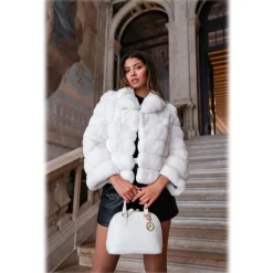 Avvenice Jackets-- Camille - Chinchilla Jacket - Black & White - Furs - Coats - Luxury Exclusive Collection -