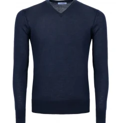 Avvenice Knitwears-- Finis - Man Loro Piana Extrafine Cashmere V-Neck Sweater - Blue - Knitwear - Luxury Exclusive Collection -