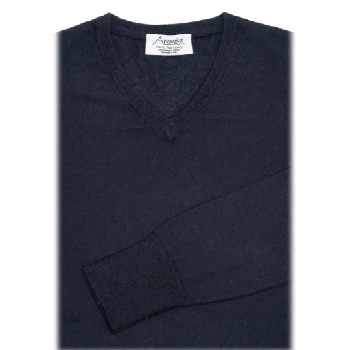 Avvenice Knitwears-- Finis - Man Loro Piana Extrafine Cashmere V-Neck Sweater - Blue - Knitwear - Luxury Exclusive Collection -