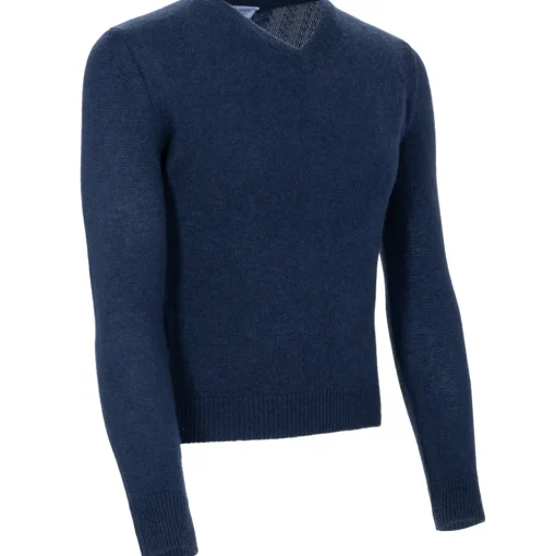 Avvenice Knitwears-- Finis - Man Loro Piana Extrafine Cashmere V-Neck Sweater - Blue - Knitwear - Luxury Exclusive Collection -