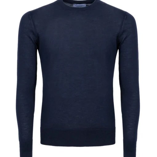 Avvenice Knitwears-- Finis - Man Loro Piana Extrafine Cashmere Crew Neck Sweater - Blue - Knitwear - Luxury Exclusive Collection -