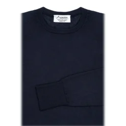 Avvenice Knitwears-- Finis - Man Loro Piana Extrafine Cashmere Crew Neck Sweater - Blue - Knitwear - Luxury Exclusive Collection -