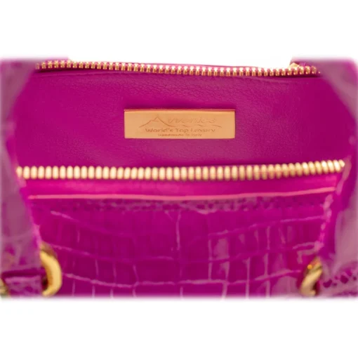 Avvenice Bags-- Imperium - Crocodile Bag - Pearly Fuchsia - Handmade in Italy - Exclusive Luxury Collection -