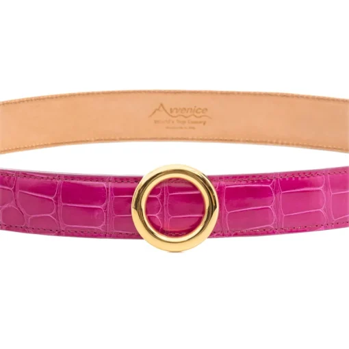 Avvenice Belts-- Iris - Crocodile Belt - Pearly Fuchsia - Handmade in Italy - Exclusive Luxury Collection -