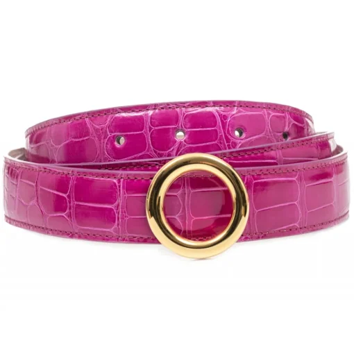 Avvenice Belts-- Iris - Crocodile Belt - Pearly Fuchsia - Handmade in Italy - Exclusive Luxury Collection -