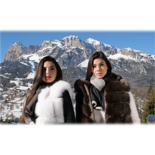 Avvenice Tops|Scarves-- Precious Cashmere Scarf - Double Face - Bicolor - Black Grey - Handmade in Italy - Exclusive Luxury Collection -
