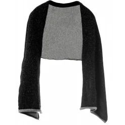 Avvenice Tops|Scarves-- Precious Cashmere Scarf - Double Face - Bicolor - Black Grey - Handmade in Italy - Exclusive Luxury Collection -
