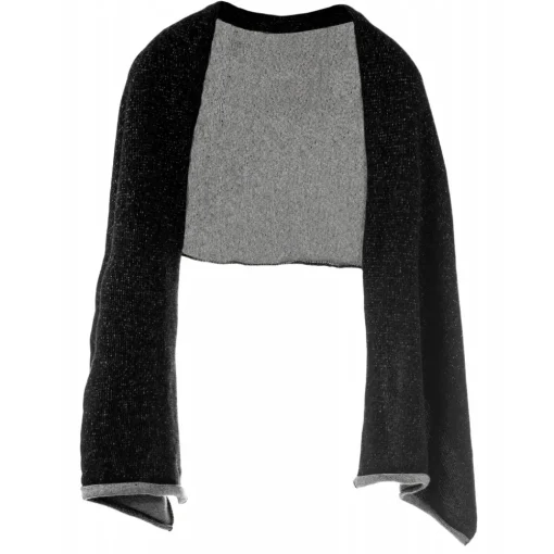 Avvenice Tops|Scarves-- Precious Cashmere Scarf - Double Face - Bicolor - Black Grey - Handmade in Italy - Exclusive Luxury Collection -