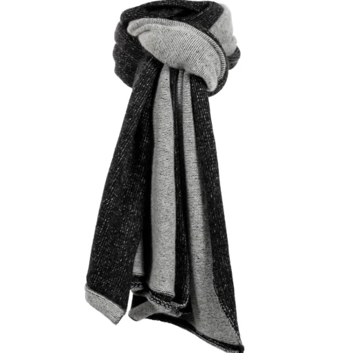 Avvenice Tops|Scarves-- Precious Cashmere Scarf - Double Face - Bicolor - Black Grey - Handmade in Italy - Exclusive Luxury Collection -