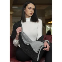 Avvenice Tops|Scarves-- Precious Cashmere Scarf - Double Face - Bicolor - Black Grey - Handmade in Italy - Exclusive Luxury Collection -