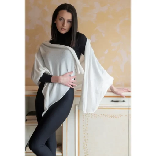 Avvenice Tops|Scarves-- Precious Cashmere Scarf - Pashmina - White - Handmade in Italy - Exclusive Luxury Collection -