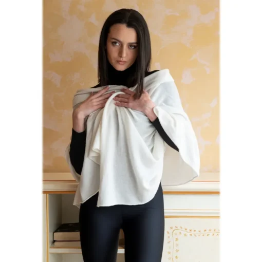 Avvenice Tops|Scarves-- Precious Cashmere Scarf - Pashmina - White - Handmade in Italy - Exclusive Luxury Collection -