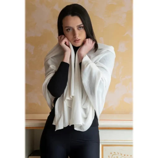 Avvenice Tops|Scarves-- Precious Cashmere Scarf - Pashmina - White - Handmade in Italy - Exclusive Luxury Collection -