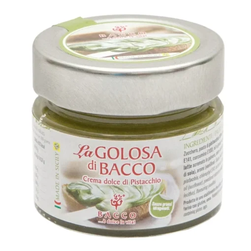 Bacco - Tipicit\u00e0 al Pistacchio Sweets-Bacco - Tipicità al Pistacchio - La Golosa di Bacco - Cream with Green Pistachio from Bronte - Artisan Spreadable Creams - 90 g - Avvenice