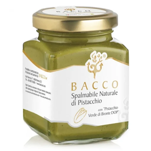 Bacco - Tipicit\u00e0 al Pistacchio Sweets-Bacco - Tipicità al Pistacchio - Natural Cream with Pistachio from Bronte P.D.O. - Artisan Spreadable Creams - 190 g - Avvenice