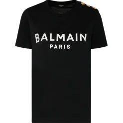 Balmain T-shirt-- Cotton Logo Print T-Shirt - Black White - Exclusive Luxury Collection - Avvenice