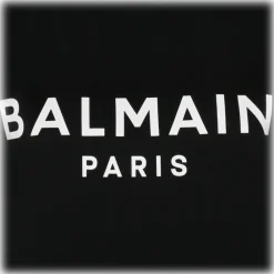 Balmain T-shirt-- Cotton Logo Print T-Shirt - Black White - Exclusive Luxury Collection - Avvenice