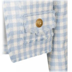 Balmain Jackets-- Gingham Tweed Jacket - Blue - Exclusive Luxury Collection - Avvenice
