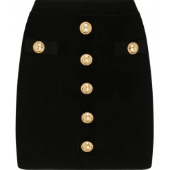 Balmain Skirts-- Knitted Buttoned Mini Skirt - Black - Exclusive Luxury Collection - Avvenice
