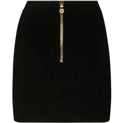 Balmain Skirts-- Knitted Buttoned Mini Skirt - Black - Exclusive Luxury Collection - Avvenice