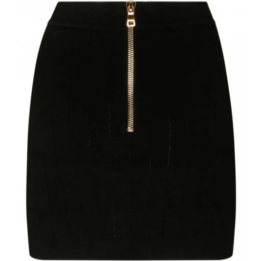 Balmain Skirts-- Knitted Buttoned Mini Skirt - Black - Exclusive Luxury Collection - Avvenice