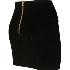 Balmain Skirts-- Knitted Buttoned Mini Skirt - Black - Exclusive Luxury Collection - Avvenice
