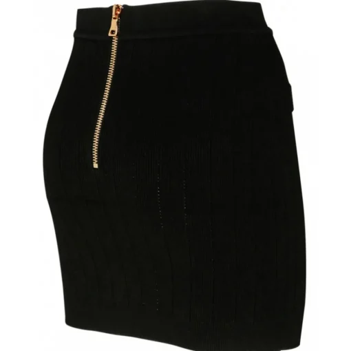 Balmain Skirts-- Knitted Buttoned Mini Skirt - Black - Exclusive Luxury Collection - Avvenice