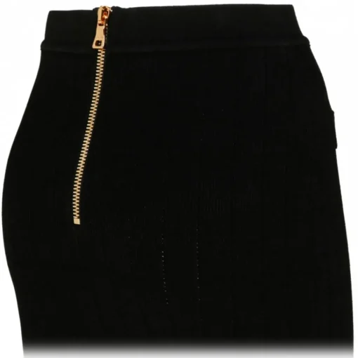 Balmain Skirts-- Knitted Buttoned Mini Skirt - Black - Exclusive Luxury Collection - Avvenice