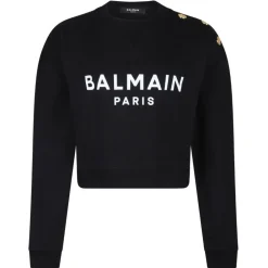 Balmain Sweatshirts-- Logo Print Sweatshirt - Black - Exclusive Luxury Collection - Avvenice