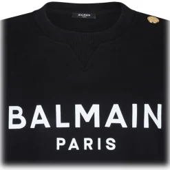 Balmain Sweatshirts-- Logo Print Sweatshirt - Black - Exclusive Luxury Collection - Avvenice