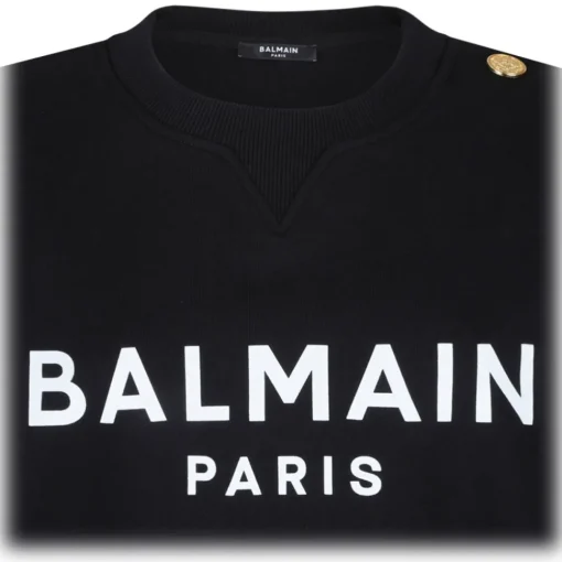Balmain Sweatshirts-- Logo Print Sweatshirt - Black - Exclusive Luxury Collection - Avvenice