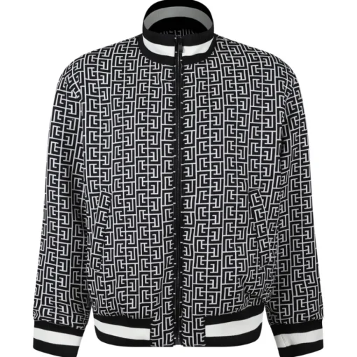 Balmain Jackets-- Monogram Reversible Bomber Jacket - Black White - Exclusive Luxury Collection - Avvenice