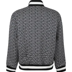 Balmain Jackets-- Monogram Reversible Bomber Jacket - Black White - Exclusive Luxury Collection - Avvenice
