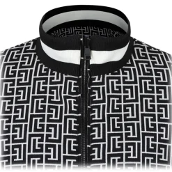 Balmain Jackets-- Monogram Reversible Bomber Jacket - Black White - Exclusive Luxury Collection - Avvenice