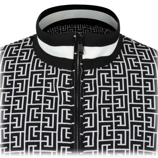 Balmain Jackets-- Monogram Reversible Bomber Jacket - Black White - Exclusive Luxury Collection - Avvenice