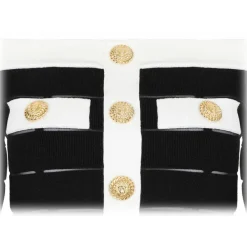 Balmain Tops-- Off Shoulder Top - Black White - Exclusive Luxury Collection - Avvenice